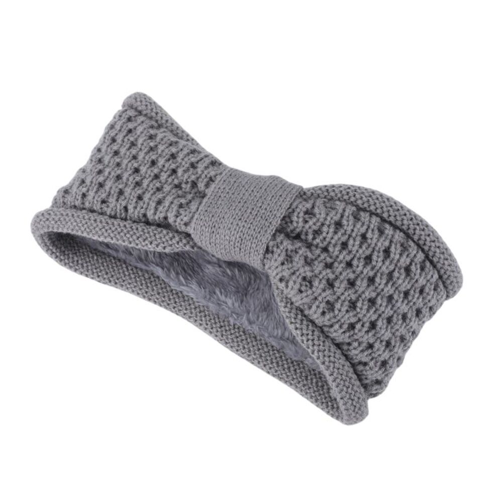 Comfortable Bow Warm Headband Light Gray